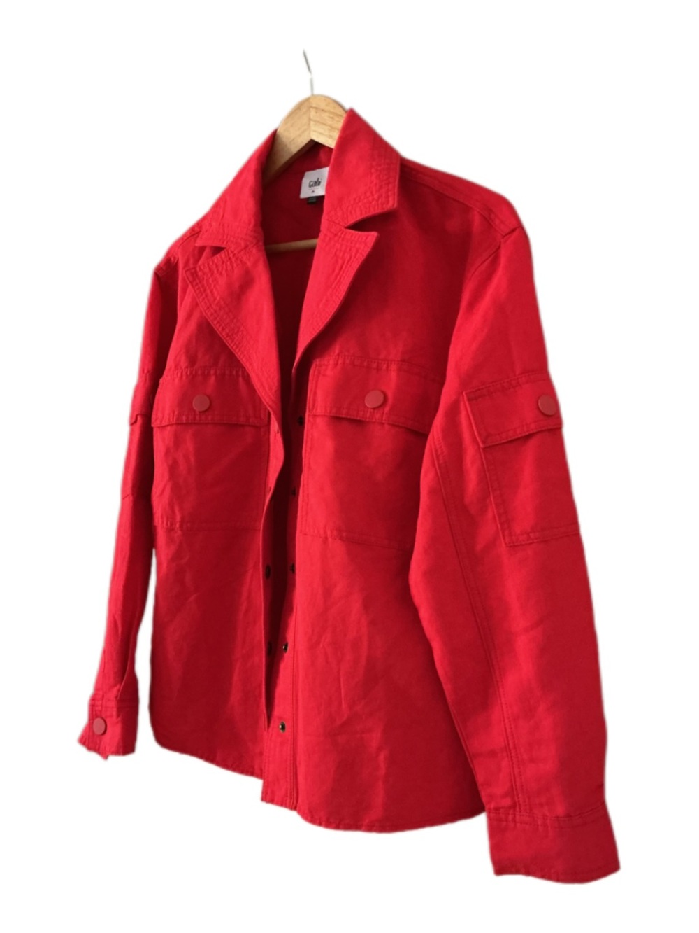 CAbi Bright Red Utility Jacket with Button-Front - Picture 2 of 5